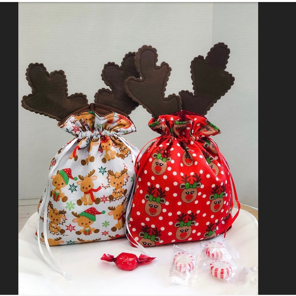 Christmas goodie bag, reindeer treat bag, Christmas gift bag
